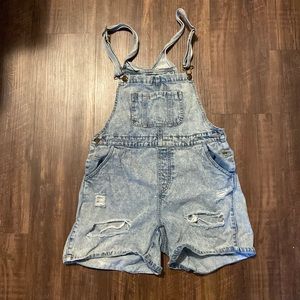 Forever 21 light wash overall shorts